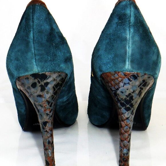 Nine West blue suede/animal print acct heels - Picture 5 of 5